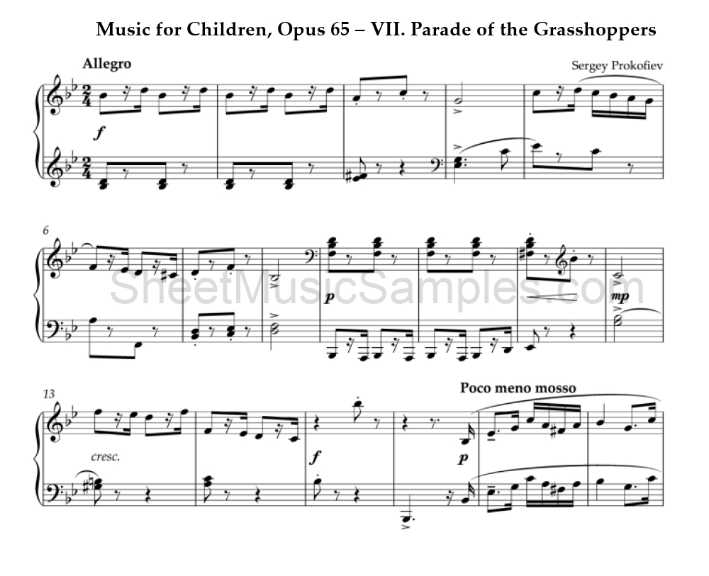 Music for Children, Opus 65 – VII. Parade of the Grasshoppers