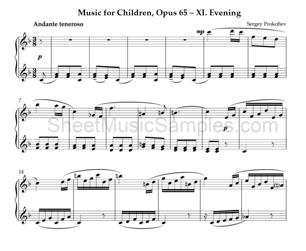 Music for Children, Opus 65 – XI. Evening