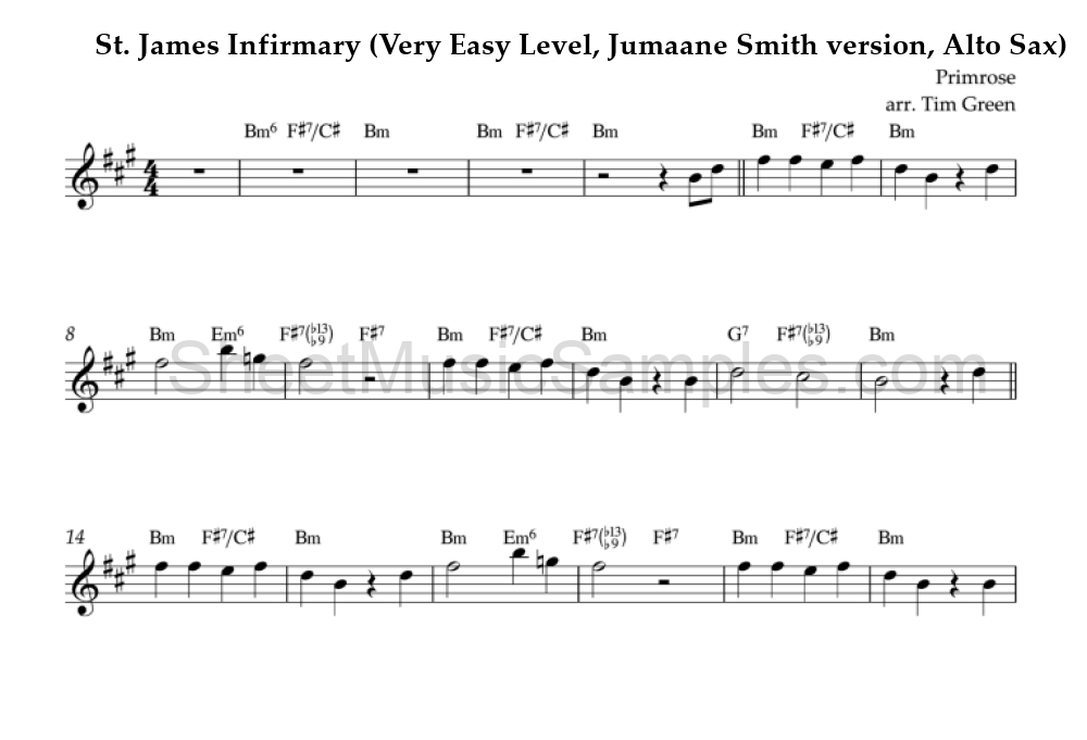 St. James Infirmary (Very Easy Level, Jumaane Smith version, Alto Sax)