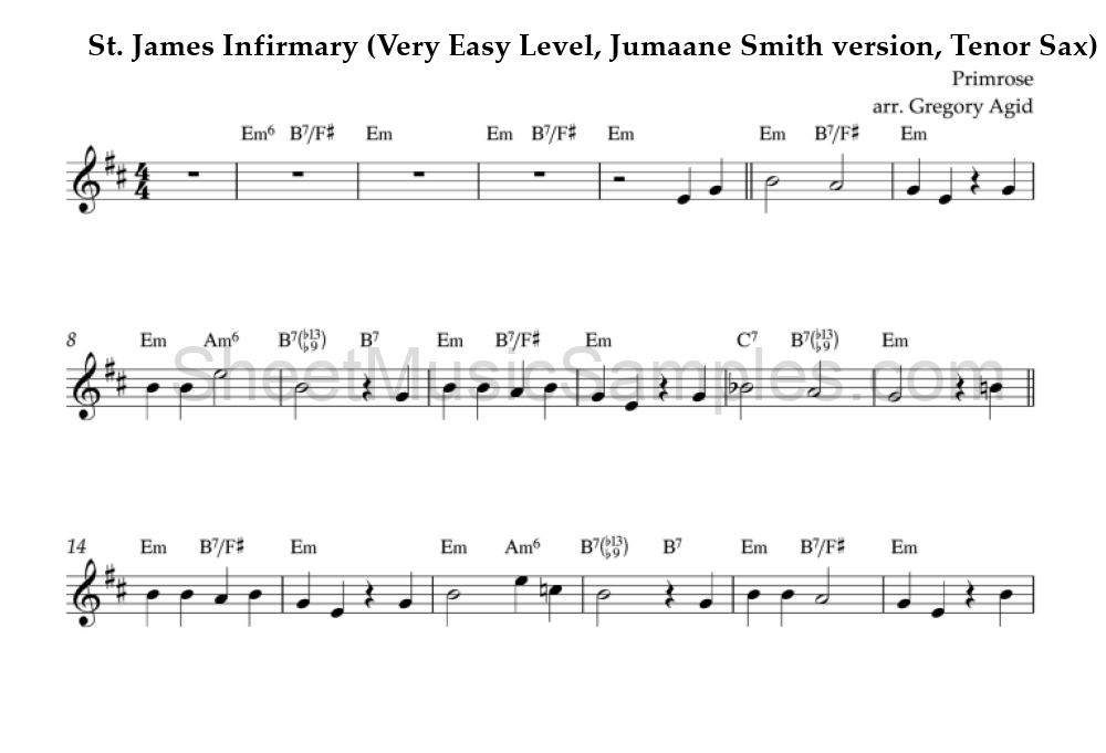 St. James Infirmary (Very Easy Level, Jumaane Smith version, Tenor Sax)