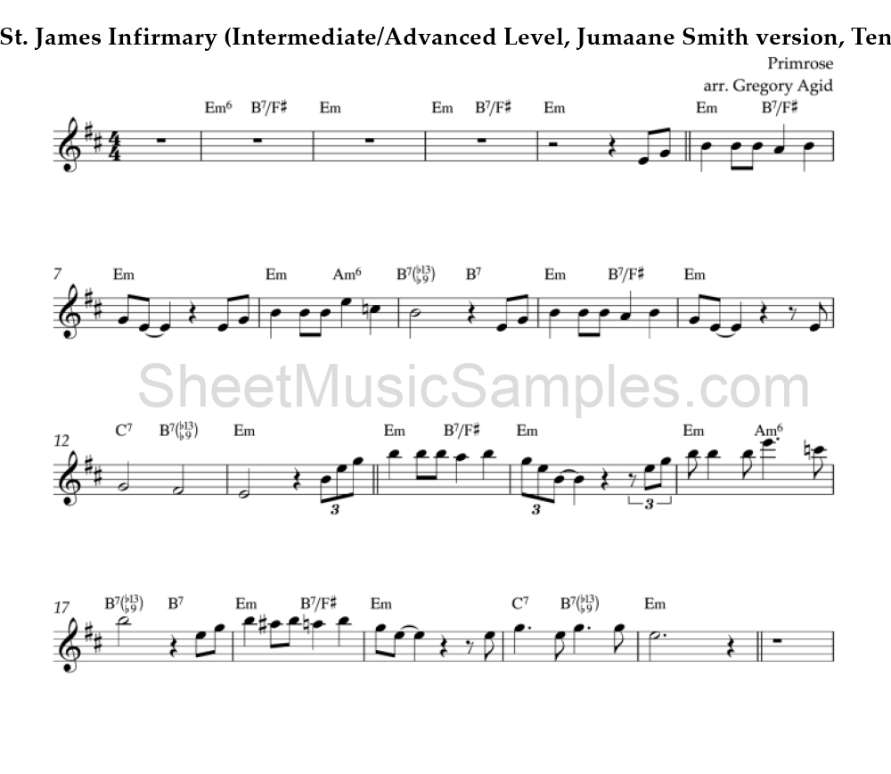 St. James Infirmary (Intermediate/Advanced Level, Jumaane Smith version, Tenor Sax)