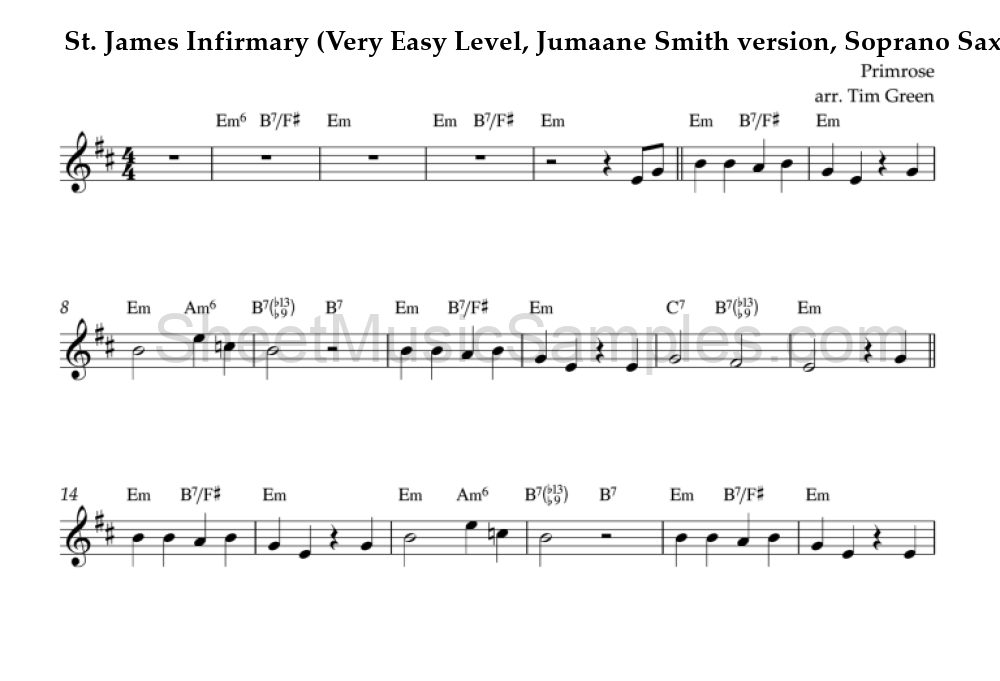 St. James Infirmary (Very Easy Level, Jumaane Smith version, Soprano Sax)