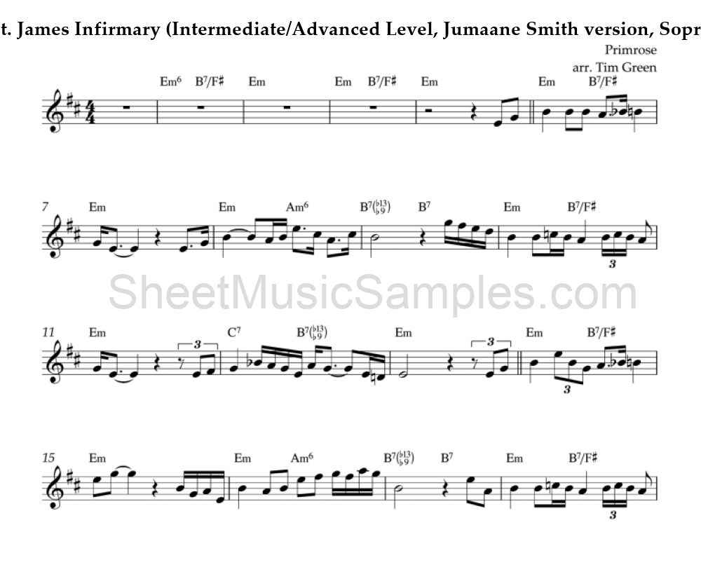 St. James Infirmary (Intermediate/Advanced Level, Jumaane Smith version, Soprano Sax)