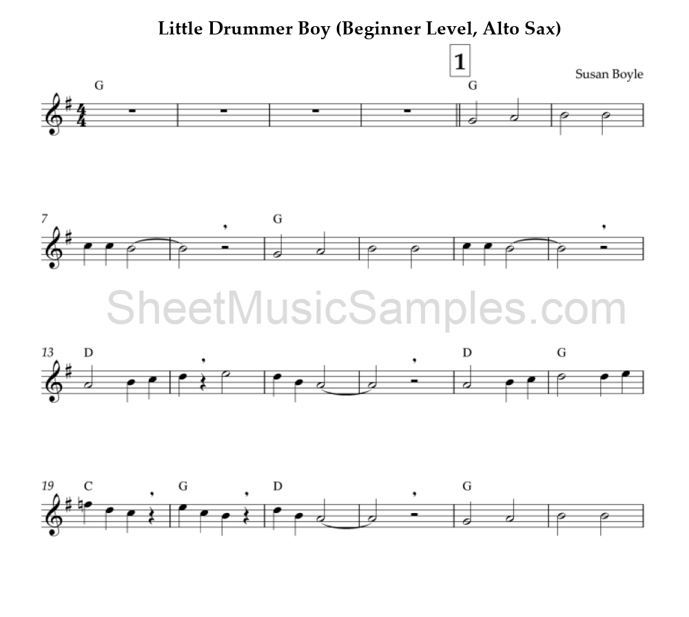 Little Drummer Boy (Beginner Level, Alto Sax)