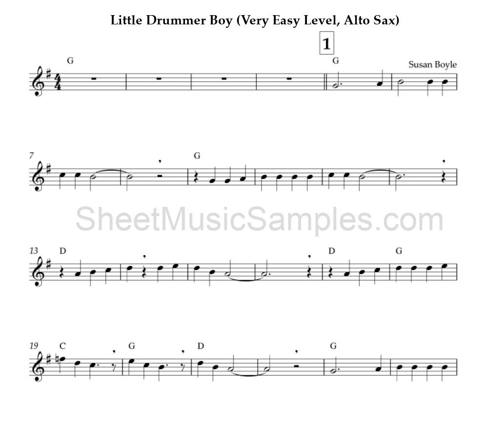 Little Drummer Boy (Very Easy Level, Alto Sax)