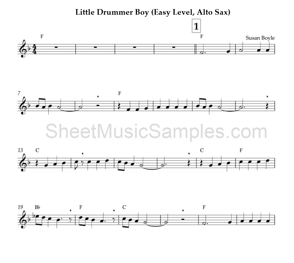 Little Drummer Boy (Easy Level, Alto Sax)