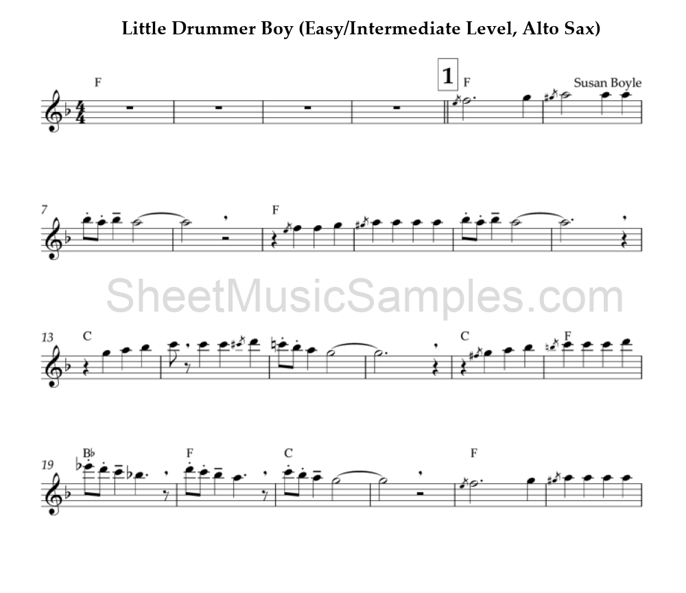 Little Drummer Boy (Easy/Intermediate Level, Alto Sax)