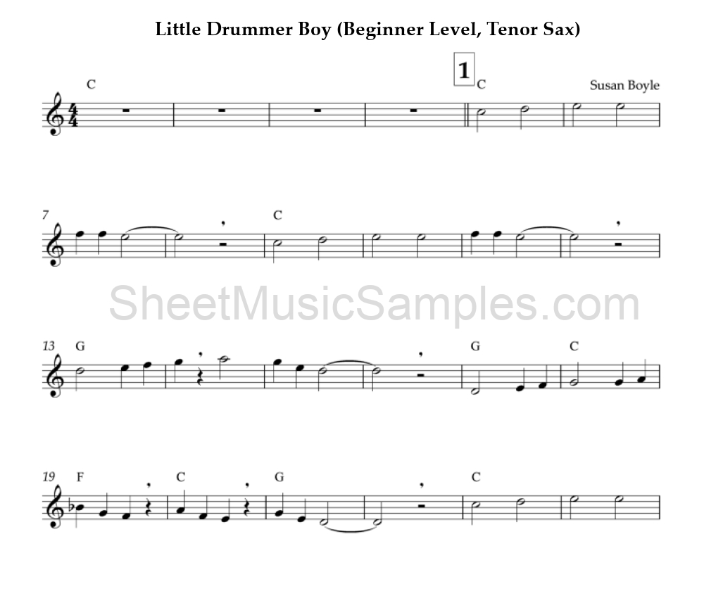 Little Drummer Boy (Beginner Level, Tenor Sax)