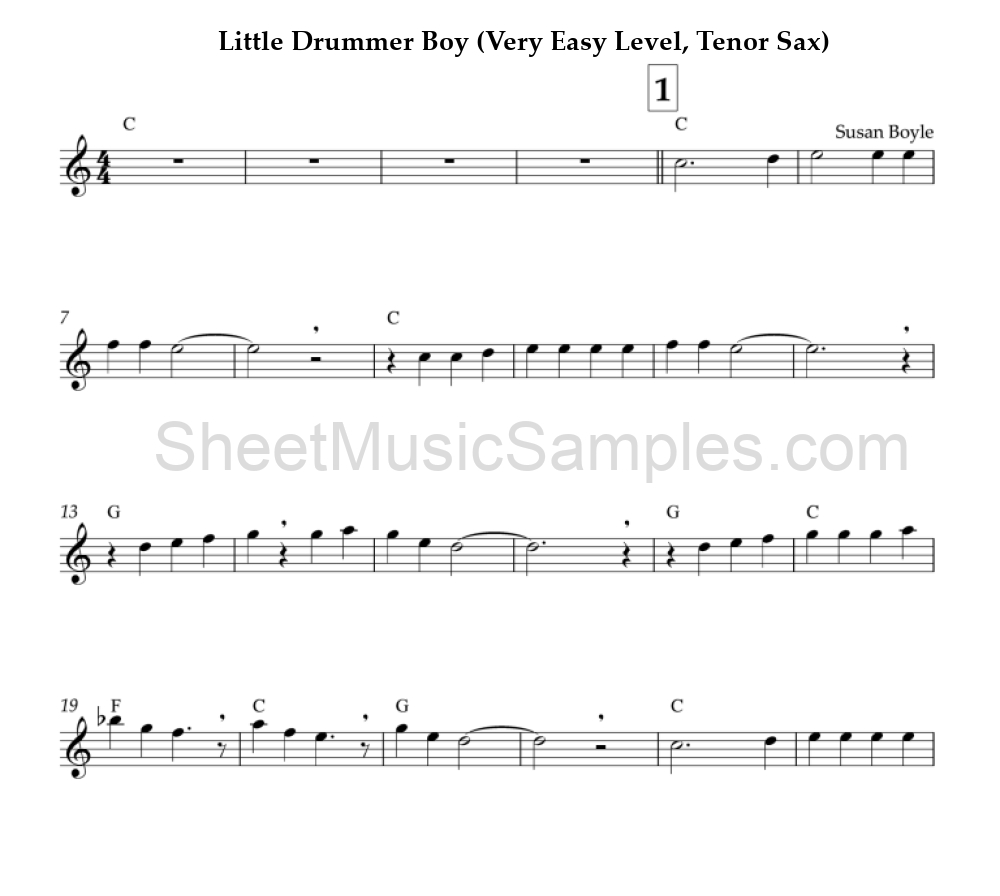 Little Drummer Boy (Very Easy Level, Tenor Sax)