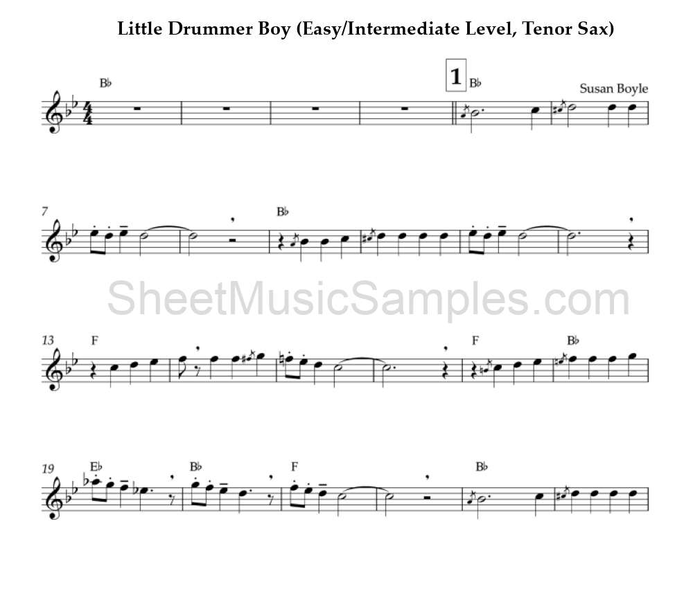 Little Drummer Boy (Easy/Intermediate Level, Tenor Sax)