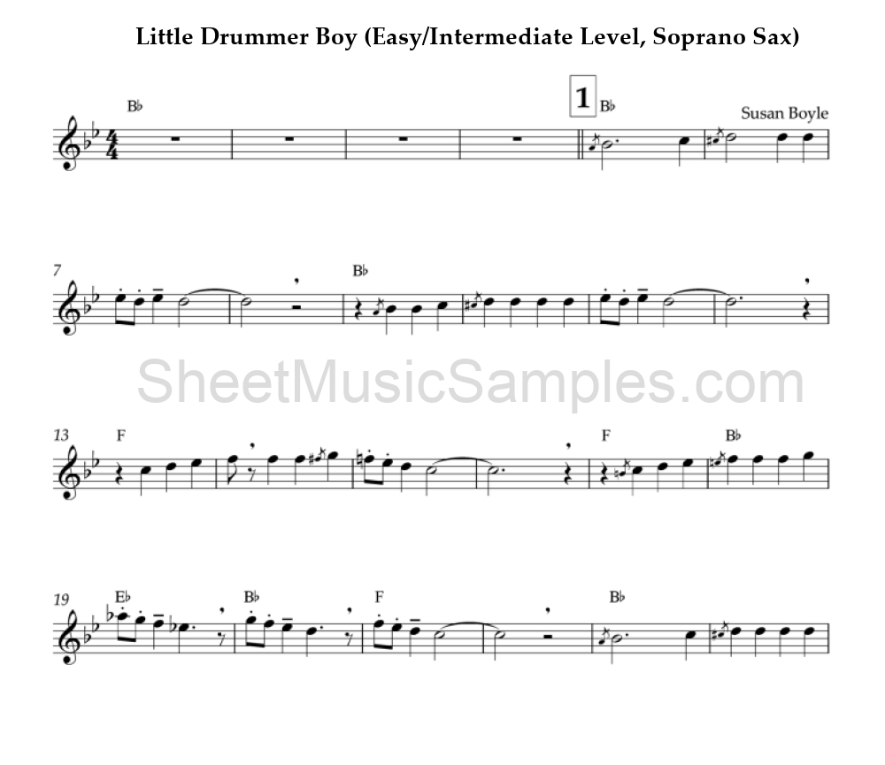 Little Drummer Boy (Easy/Intermediate Level, Soprano Sax)