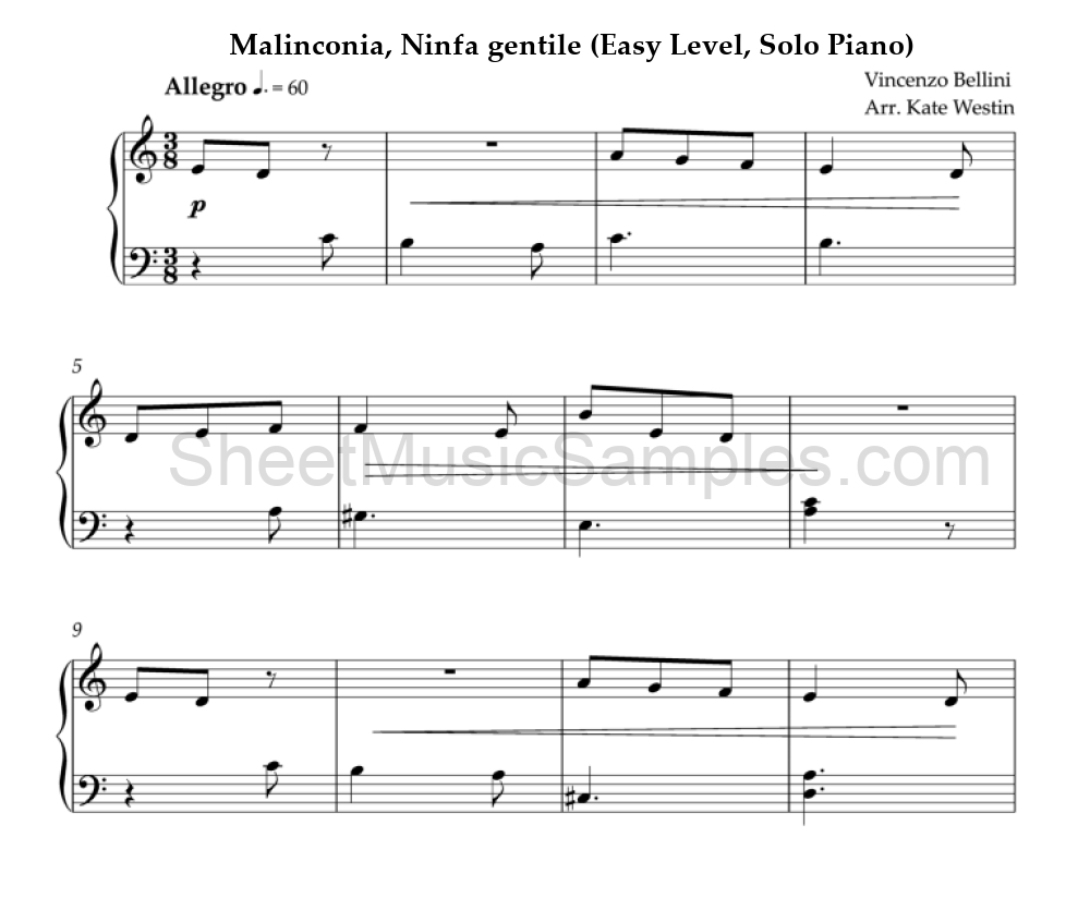 Malinconia, Ninfa gentile (Easy Level, Solo Piano)