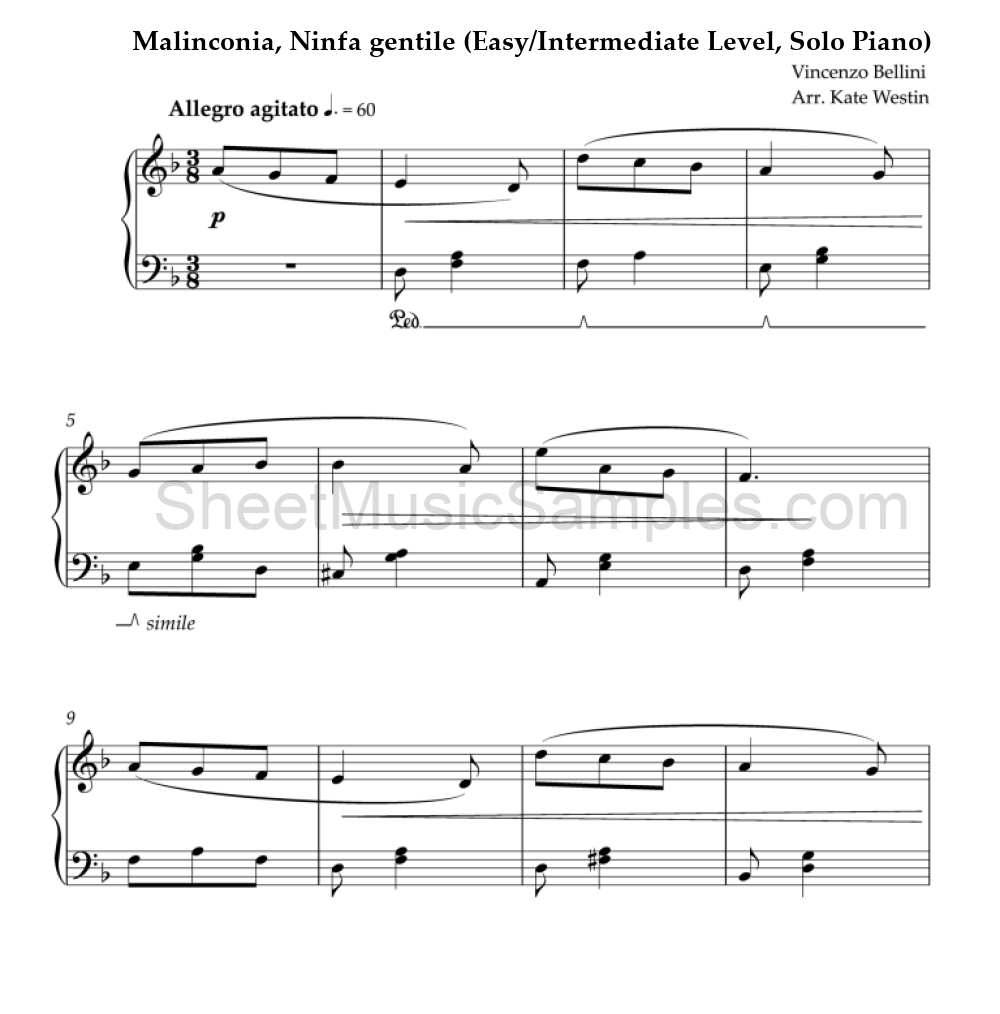 Malinconia, Ninfa gentile (Easy/Intermediate Level, Solo Piano)