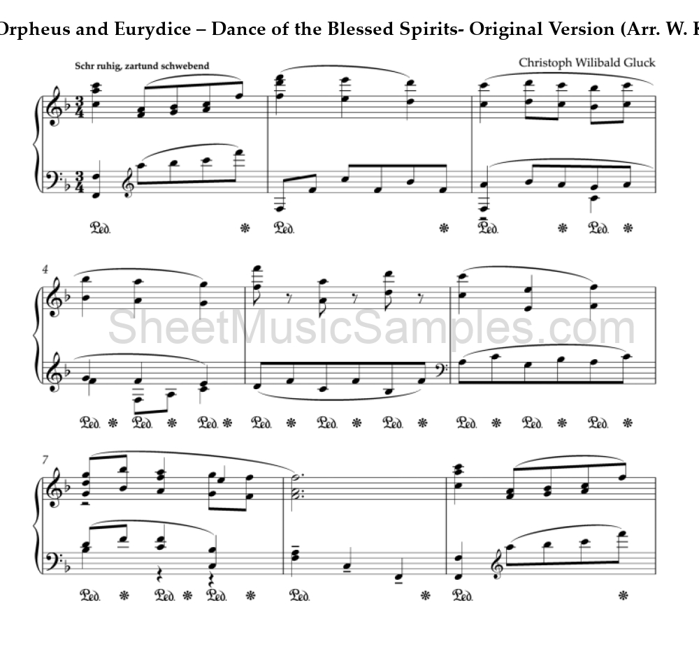 Orpheus and Eurydice – Dance of the Blessed Spirits- Original Version (Arr. W. Kempff)