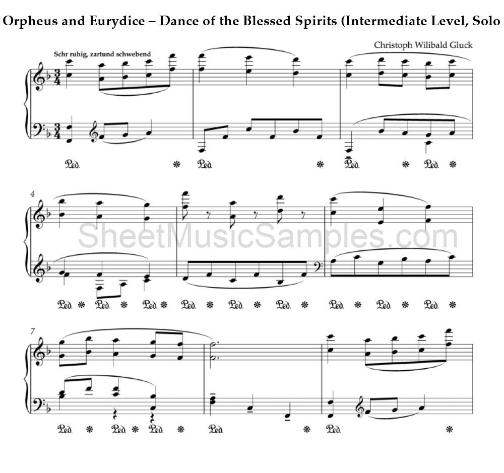 Orpheus and Eurydice – Dance of the Blessed Spirits (Intermediate Level, Solo Piano)