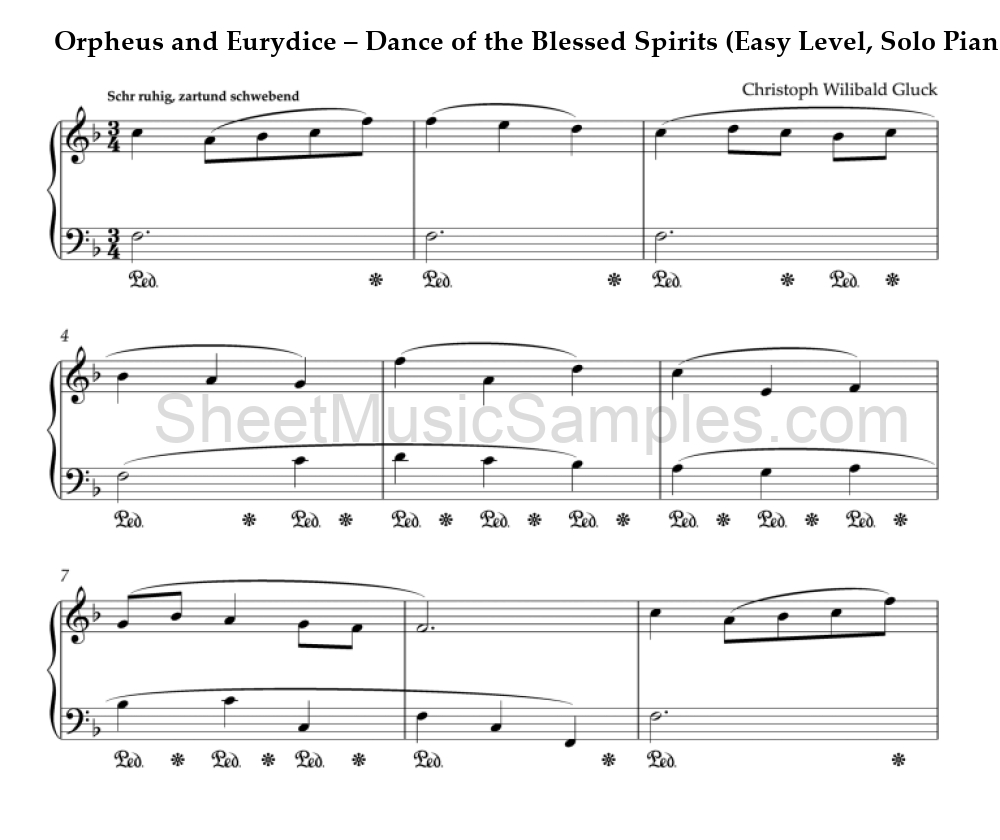 Orpheus and Eurydice – Dance of the Blessed Spirits (Easy Level, Solo Piano)