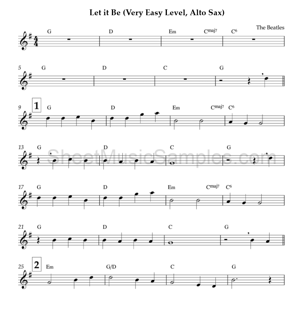 Let it Be (Very Easy Level, Alto Sax)