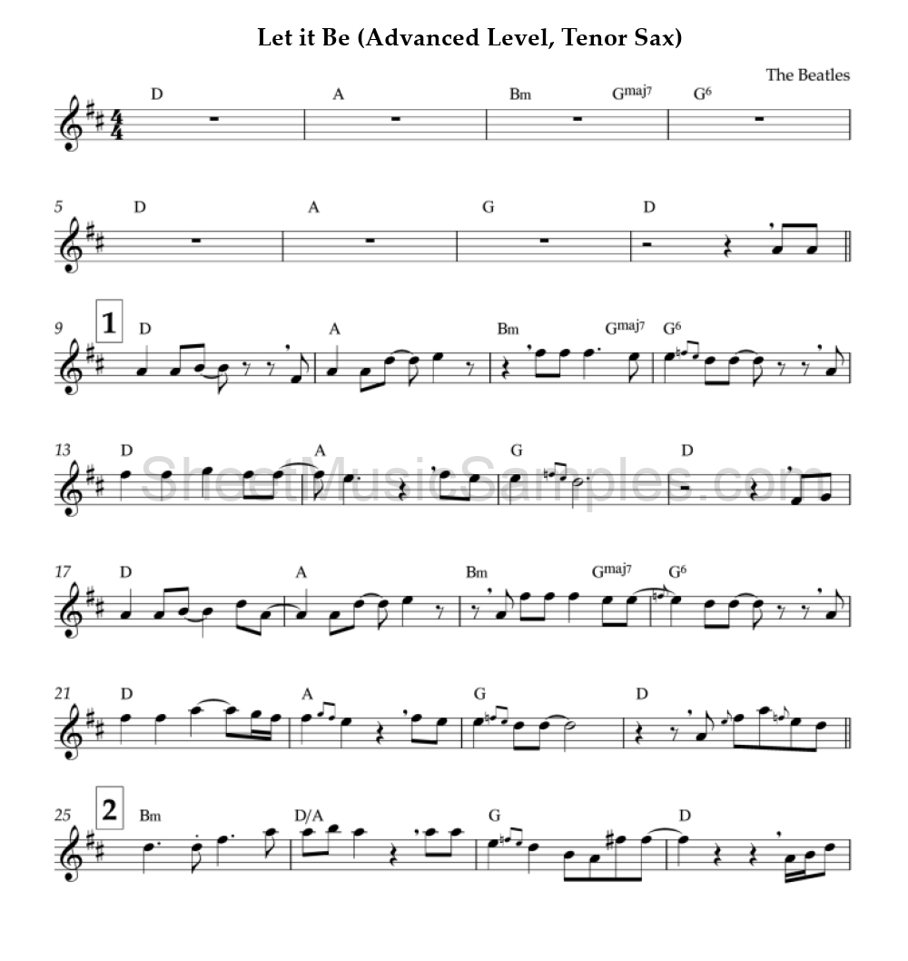 Let it Be (Advanced Level, Tenor Sax)