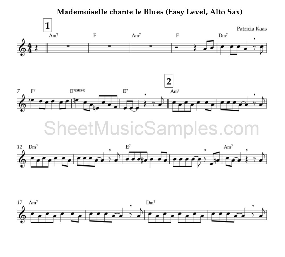 Mademoiselle chante le Blues (Easy Level, Alto Sax)