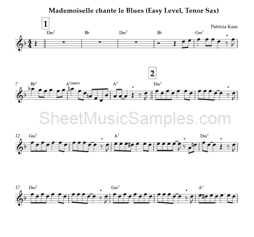 Mademoiselle chante le Blues (Easy Level, Tenor Sax)