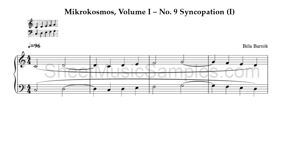 Mikrokosmos, Volume I – No. 9 Syncopation (I)