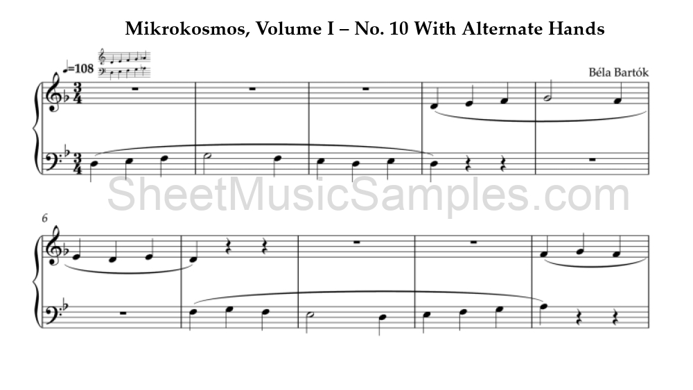 Mikrokosmos, Volume I – No. 10 With Alternate Hands