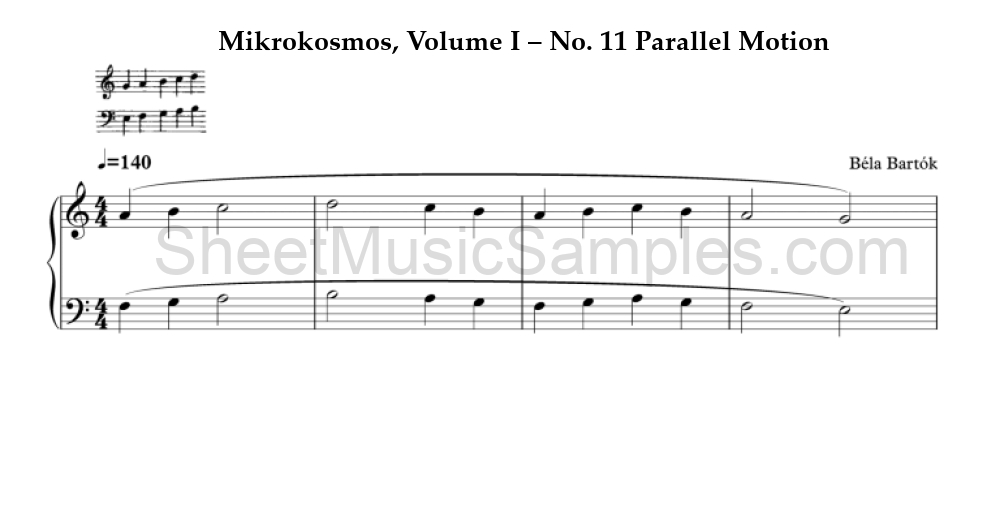 Mikrokosmos, Volume I – No. 11 Parallel Motion