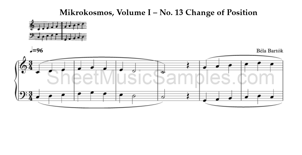 Mikrokosmos, Volume I – No. 13 Change of Position