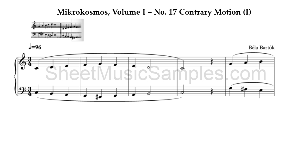 Mikrokosmos, Volume I – No. 17 Contrary Motion (I)