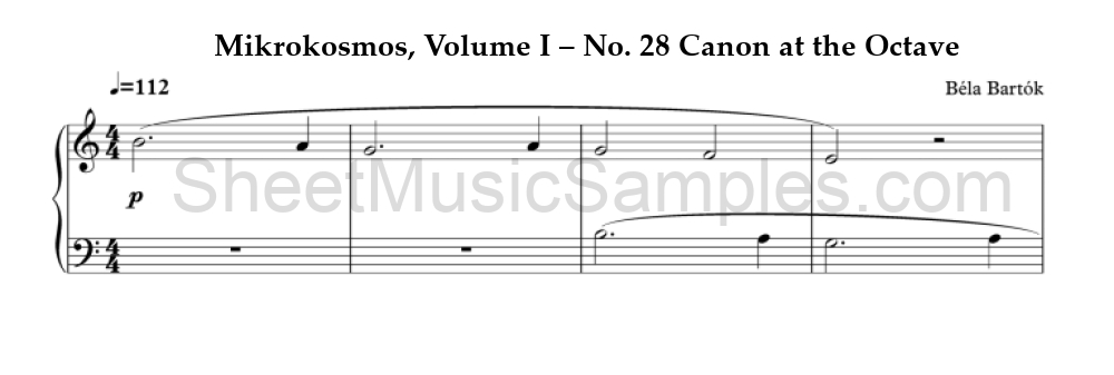 Mikrokosmos, Volume I – No. 28 Canon at the Octave