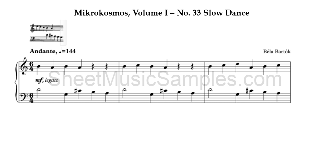 Mikrokosmos, Volume I – No. 33 Slow Dance