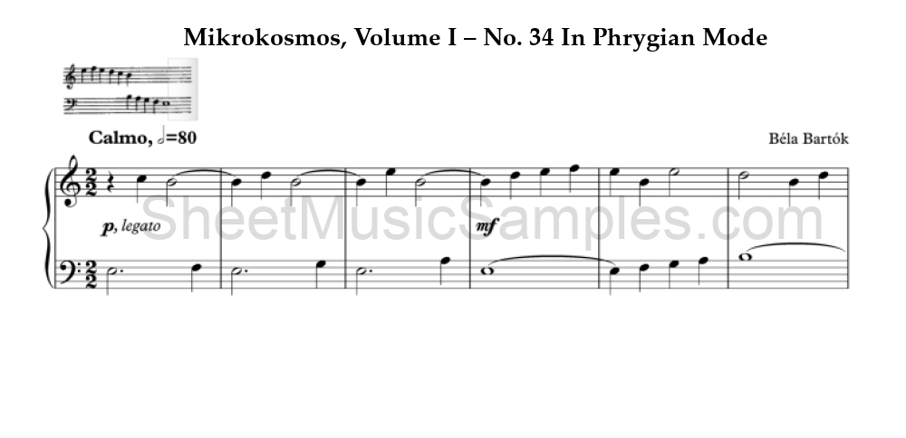 Mikrokosmos, Volume I – No. 34 In Phrygian Mode