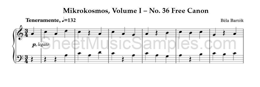 Mikrokosmos, Volume I – No. 36 Free Canon