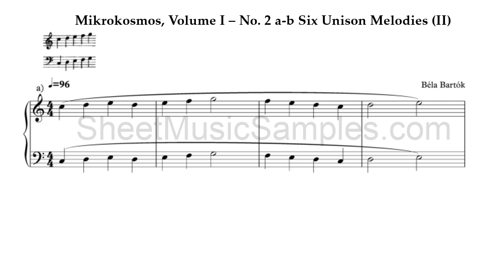 Mikrokosmos, Volume I – No. 2 a-b Six Unison Melodies (II)