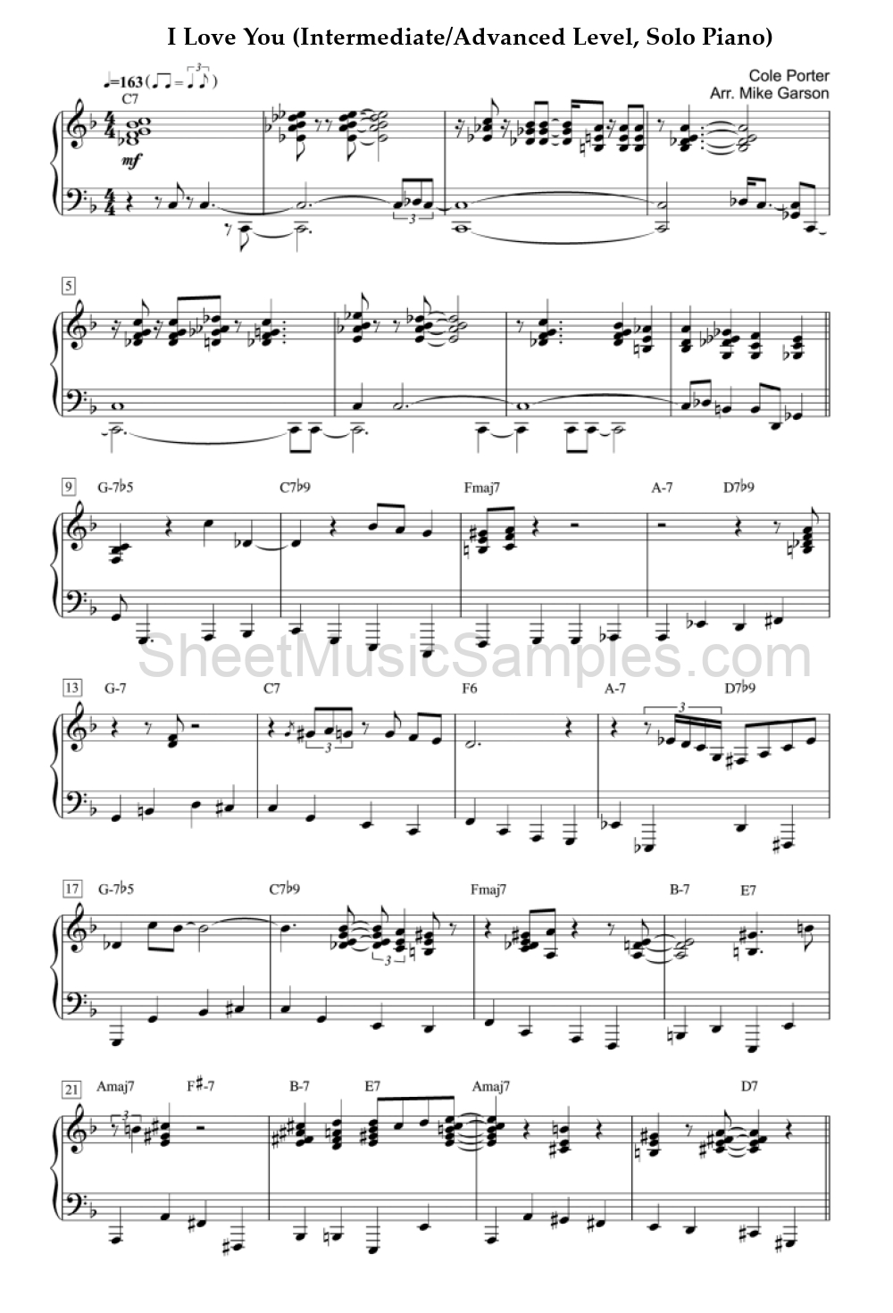 I Love You (Intermediate/Advanced Level, Solo Piano)