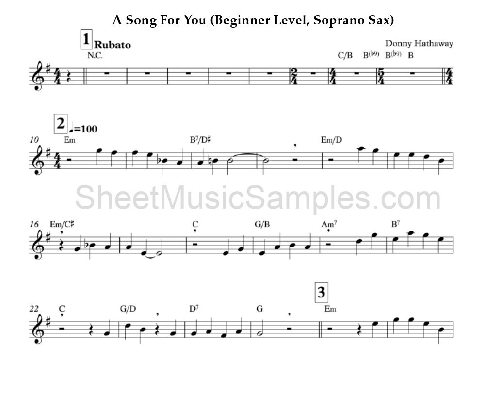 A Song For You (Beginner Level, Soprano Sax)