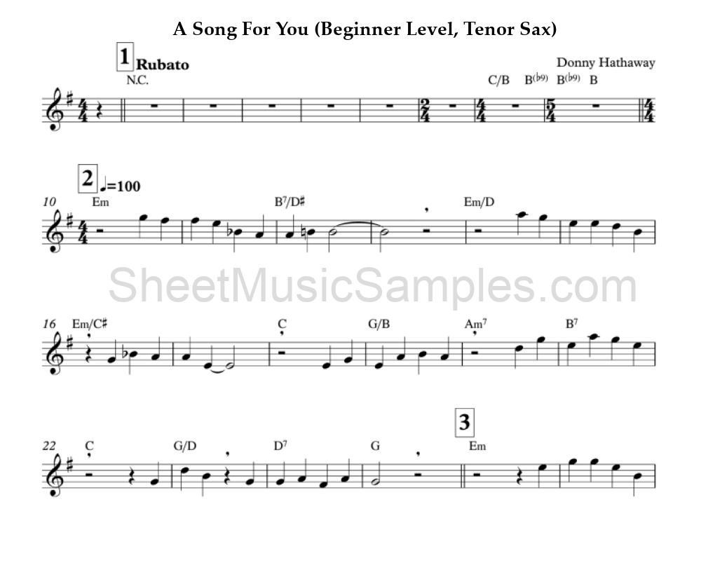 A Song For You (Beginner Level, Tenor Sax)