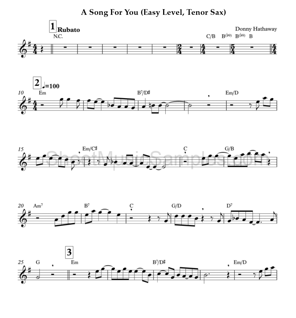 A Song For You (Easy Level, Tenor Sax)