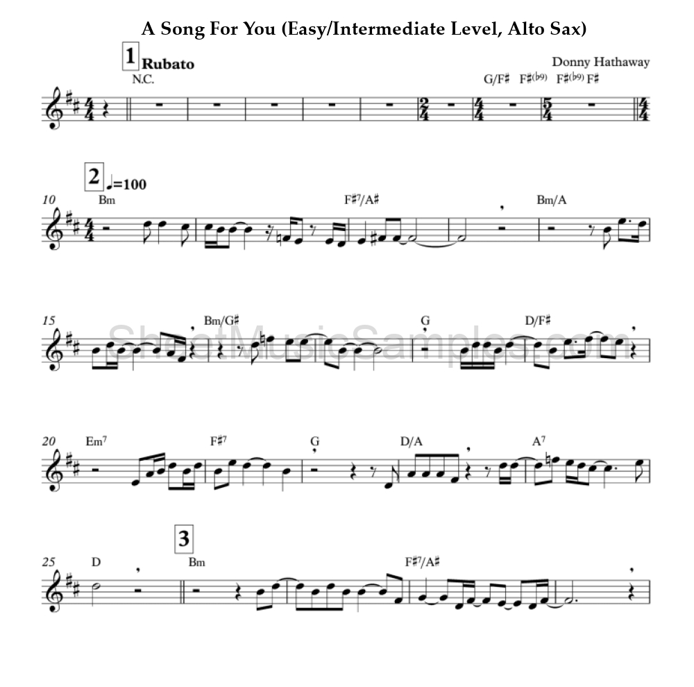 A Song For You (Easy/Intermediate Level, Alto Sax)