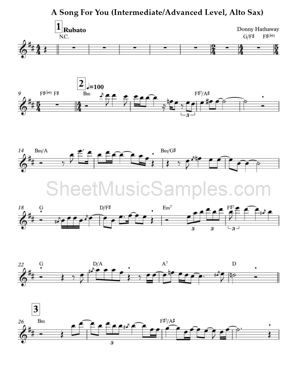 A Song For You (Intermediate/Advanced Level, Alto Sax)