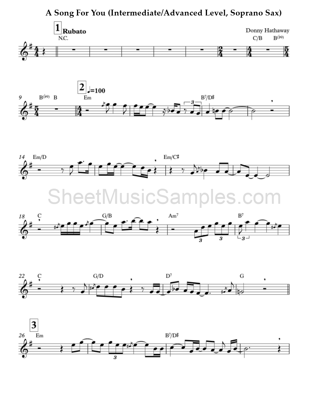 A Song For You (Intermediate/Advanced Level, Soprano Sax)