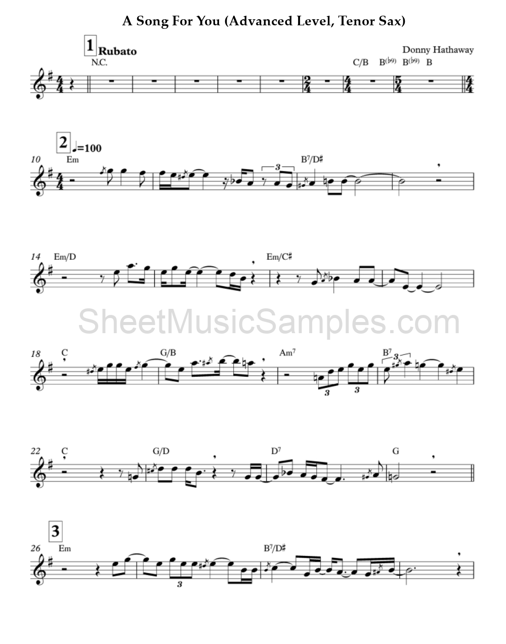 A Song For You (Advanced Level, Tenor Sax)