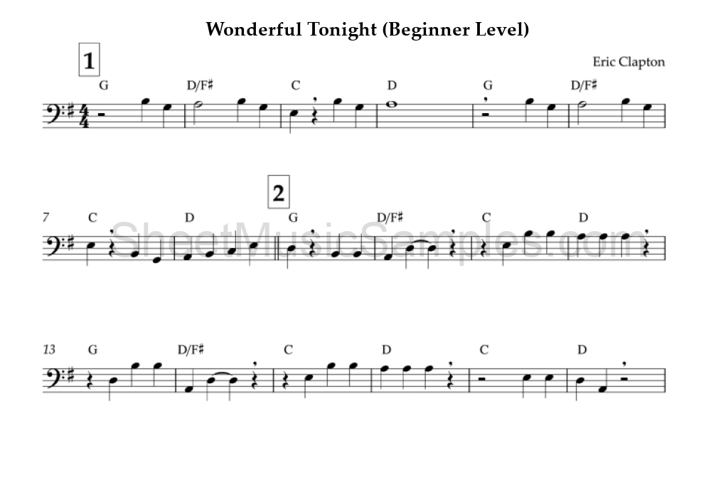 Wonderful Tonight (Beginner Level)