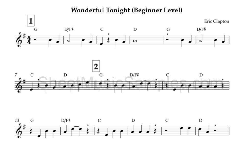 Wonderful Tonight (Beginner Level)