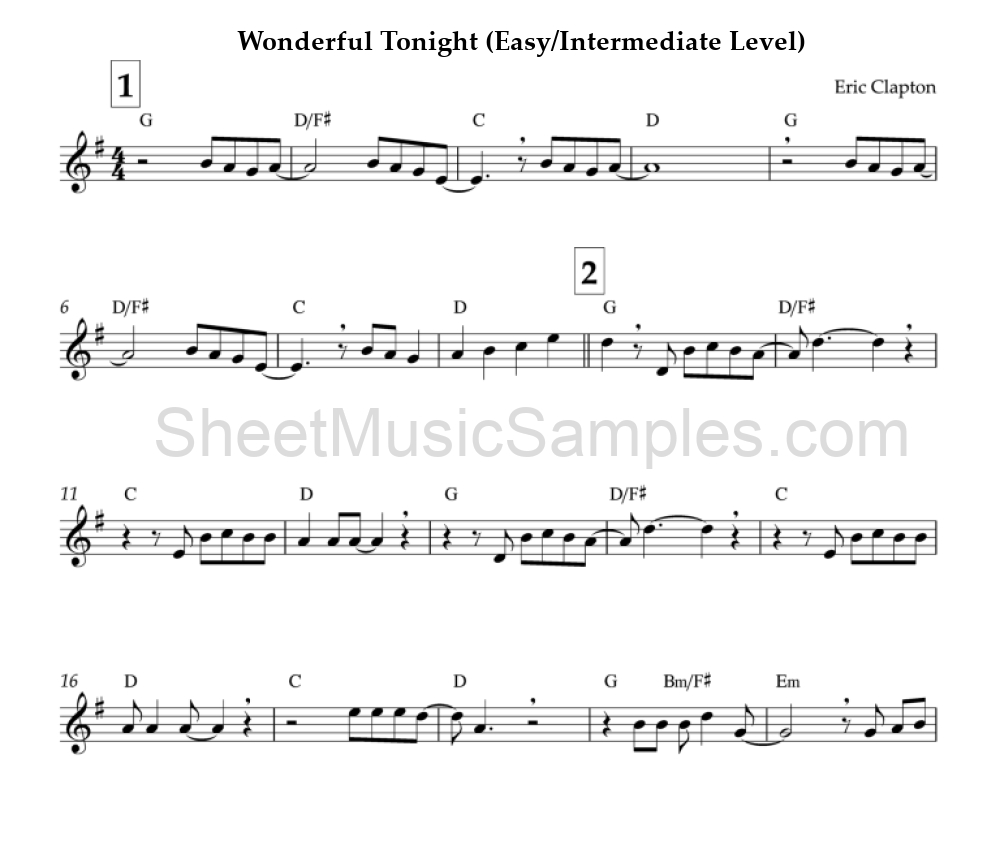 Wonderful Tonight (Easy/Intermediate Level)