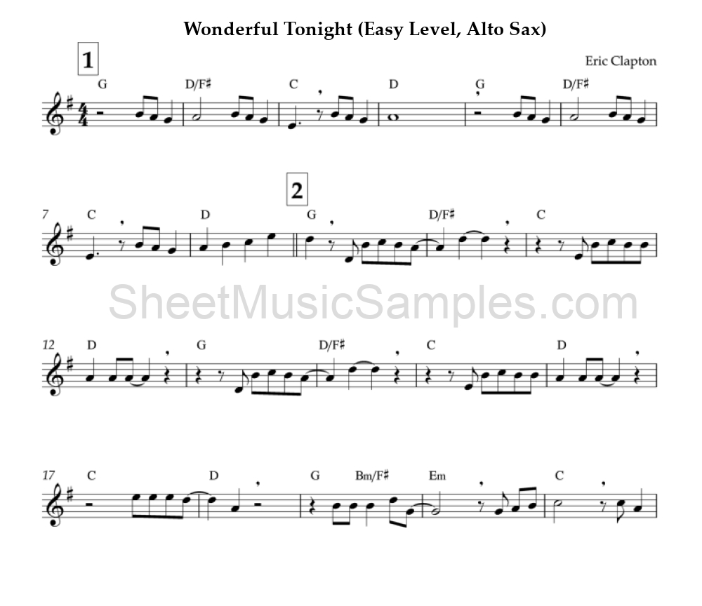 Wonderful Tonight (Easy Level, Alto Sax)