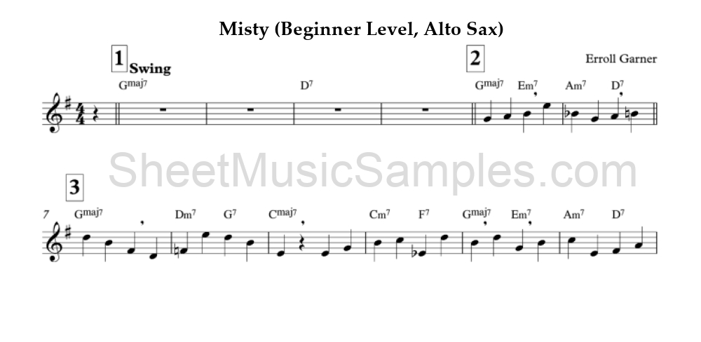 Misty (Beginner Level, Alto Sax)