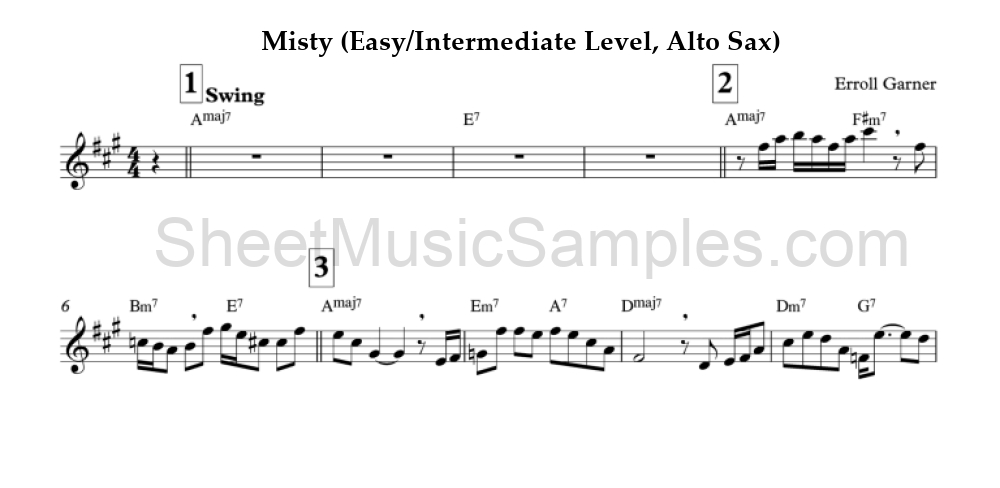 Misty (Easy/Intermediate Level, Alto Sax)