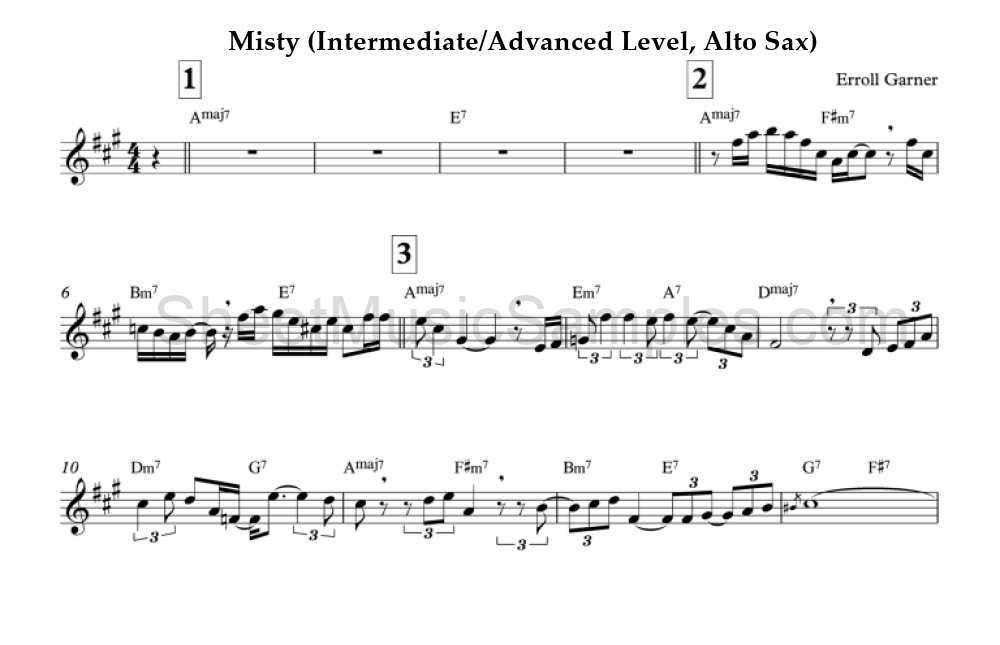 Misty (Intermediate/Advanced Level, Alto Sax)