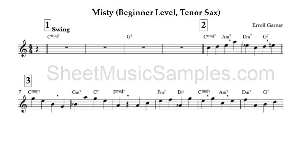 Misty (Beginner Level, Tenor Sax)